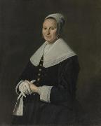 Frans Hals Portrait of woman with gloves oil painting reproduction